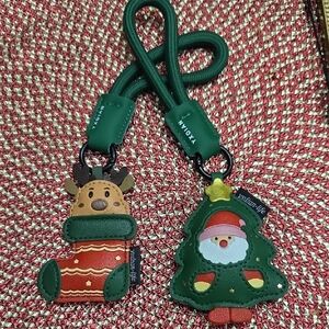Christmas Reindeer & Santa Tree Keychain/charm Set